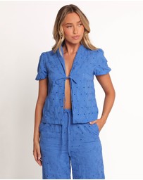 Petal & Pup - Ksenia Embroidered Tie Top - Cobalt