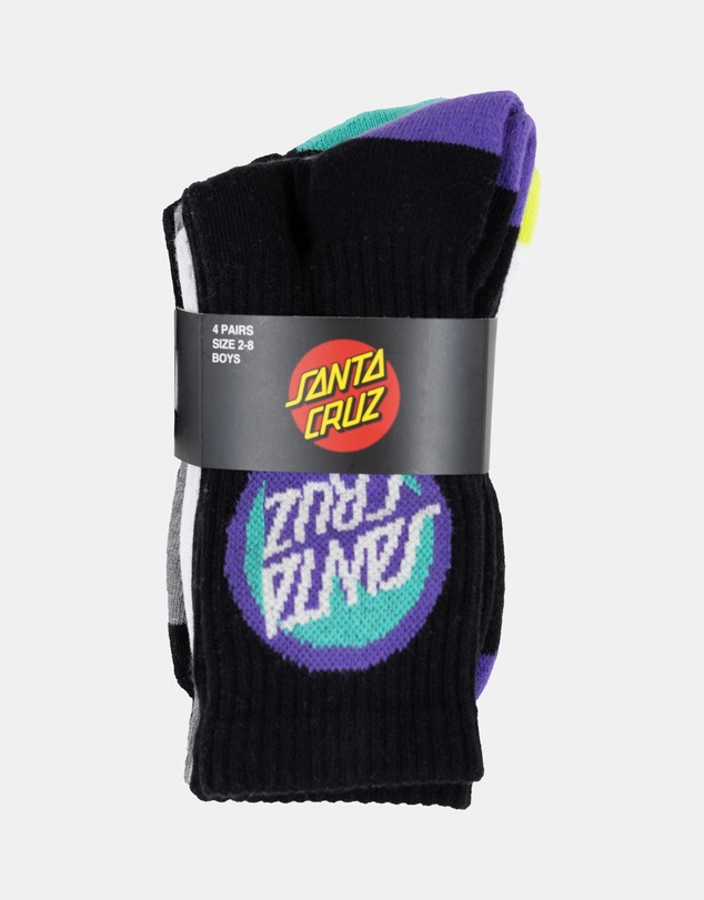 Santa Cruz - 4-Pack Bold Shadow Dot Crew Socks - Kids-Teens