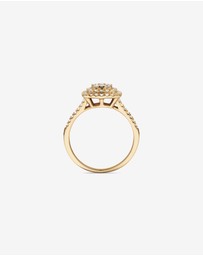 Michael Hill - 0.65 Carat TW Cushion Cluster Halo Diamond Ring in 10kt Yellow Gold