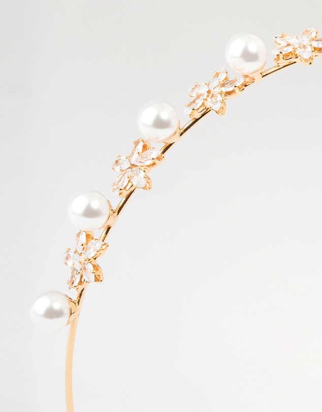 Lovisa - Gold Plated Alternating Flower & Pearl Headband