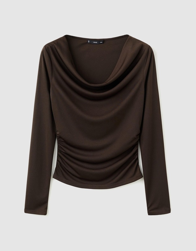 M.N.G - Fitted Top With Draped Neckline
