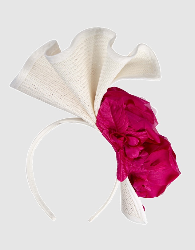 Fillies Collection - Bespoke Sculpted White Fuchsia Racing Fascinator