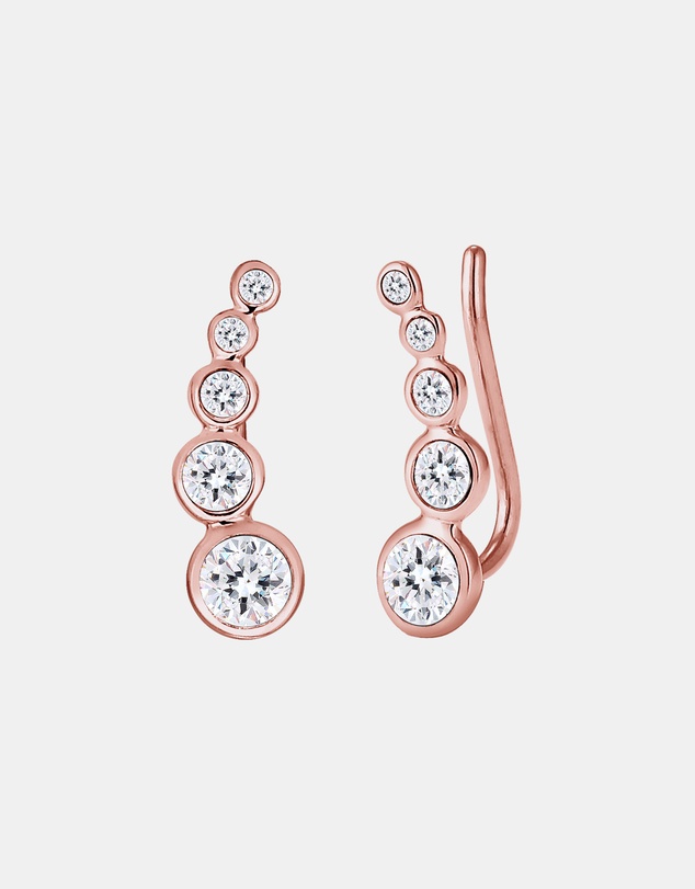 Elli Jewelry - Crystal Stud Earrings in Rose Gold-Plated 925 Silver