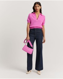 Country Road - Gcs-certified Cashmere Blend Zip-through Knit Polo