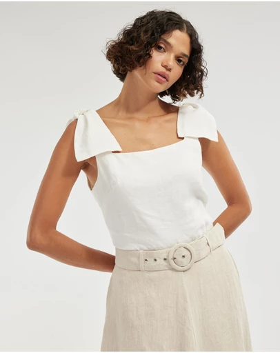 Amelius - Mavie Bow Linen Top