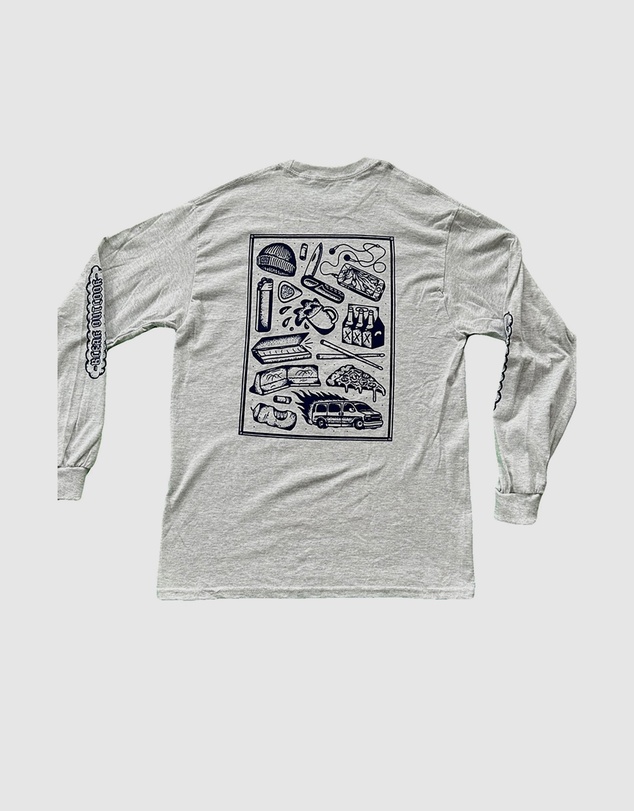 KFD - Kfd Men Bleak Outlook Long Sleeve Cotton Tshirt Relaxed Fit Blue