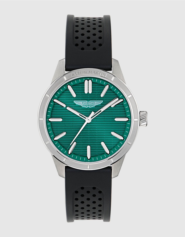 Aston Martin - HDL Podium Green Stainless Steel Black Silicone Strap Watch
