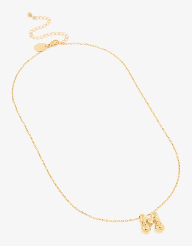 Lovisa - Waterproof Gold Plated Stainless Steel Large Bubble Letter M Necklace