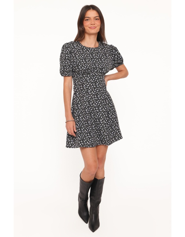 Petal & Pup - Carmina Mini Dress - Black Ditsy Floral