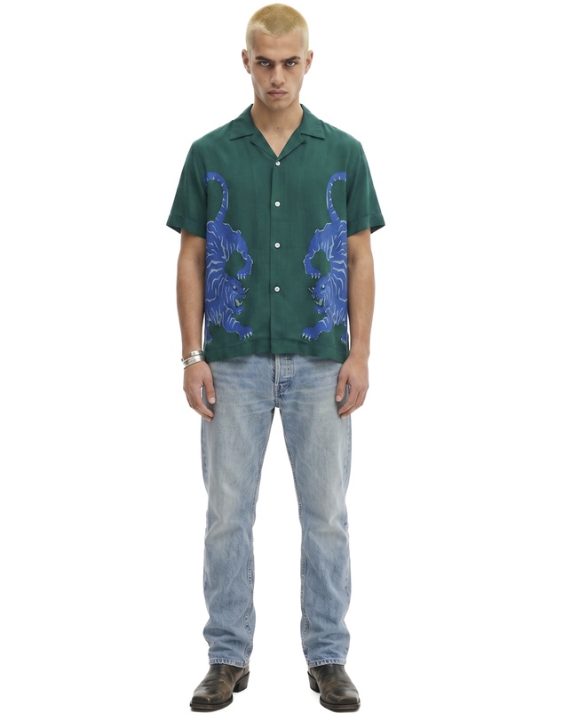 THE TALES - Crouching Tiger Emerald Camp Shirt