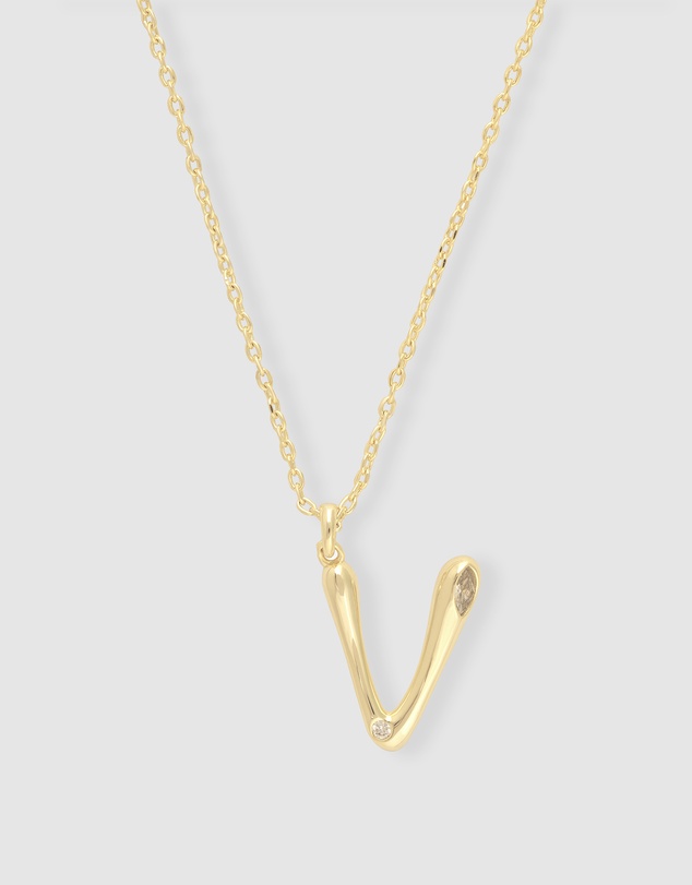 Wanderlust + Co - Alphabet Bubble Pendant Necklace - Letter V