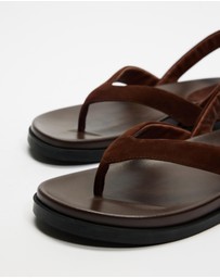AERE - Suede Sling Back Leather Thongs