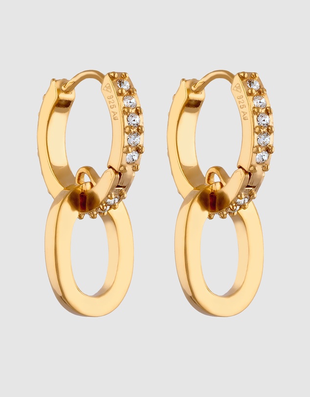 Elli Jewelry - Crystal Circle Hoop Earrings in Gold-Plated 925 Silver