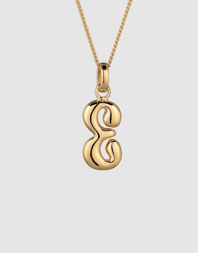 Elli Jewelry - Bubble Letter E Necklace in Gold-Plated 925 Silver