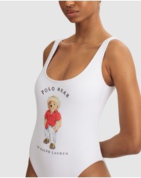 Polo Ralph Lauren - Terry Polo Bear Print High Leg Swimsuit