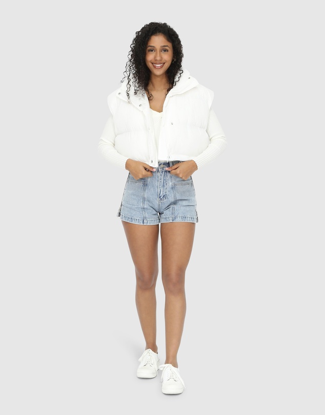 Belle & Bloom - Landslide Zip-Off Puffer Vest - Cream