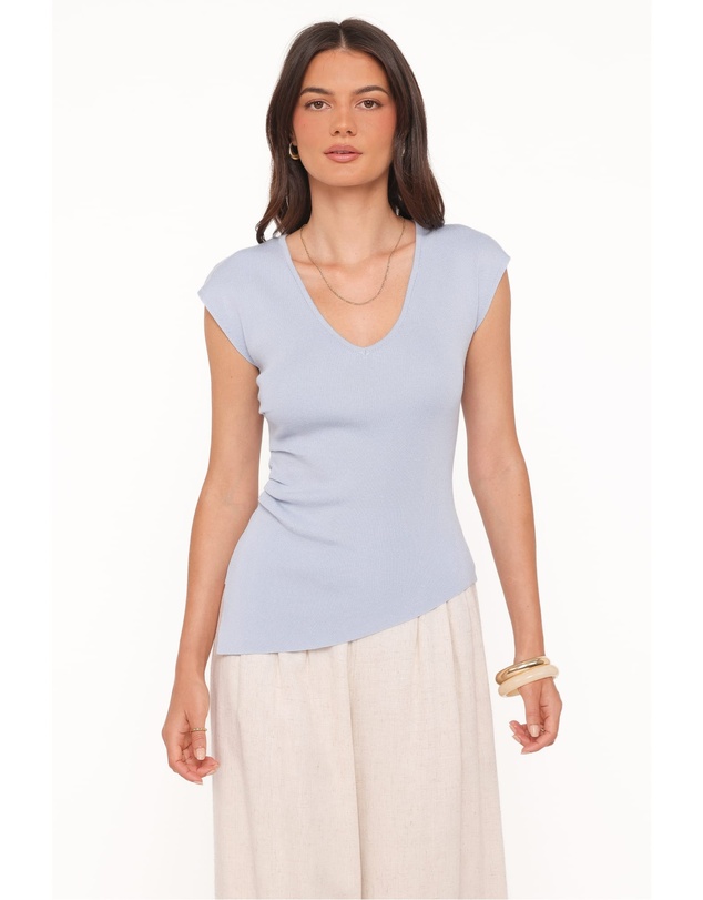 Petal & Pup - Tori Side Cinch Knitted Top - Light Blue