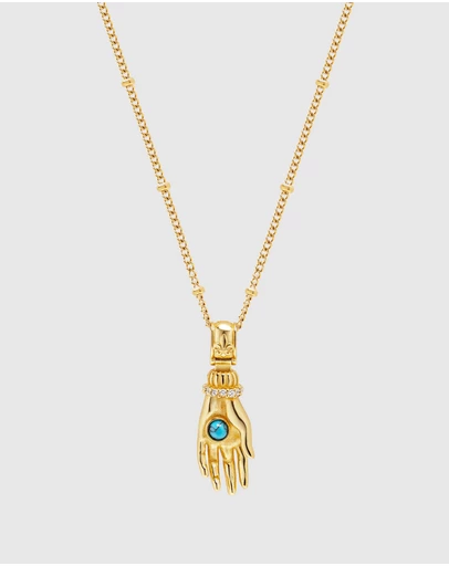Nialaya Jewellery - Women’s Hand Pendant with a Small Turquoise Gemstone