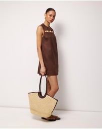 AERE - Haven Linen Beaded Mini Dress
