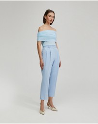 Oxford - Nia Mesh Off-Shoulder Top