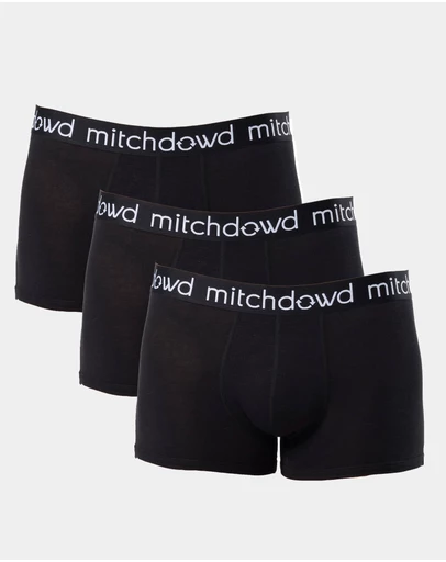Mitch Dowd - Mens Bamboo Trunk 3 Pack - Black