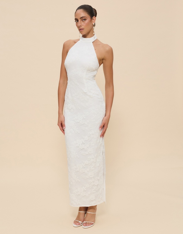 CHANCERY - Lara Lace High Neck Halter Maxi Dress