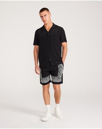 Calibre - Camp Collar Silk Shirt Black