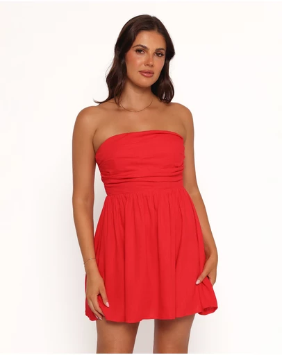 Petal & Pup - Katy Strapless Mini Dress - Red