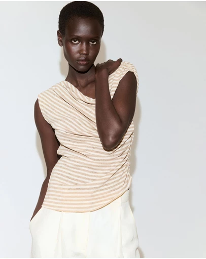 M.N.G - Draped Striped T-Shirt