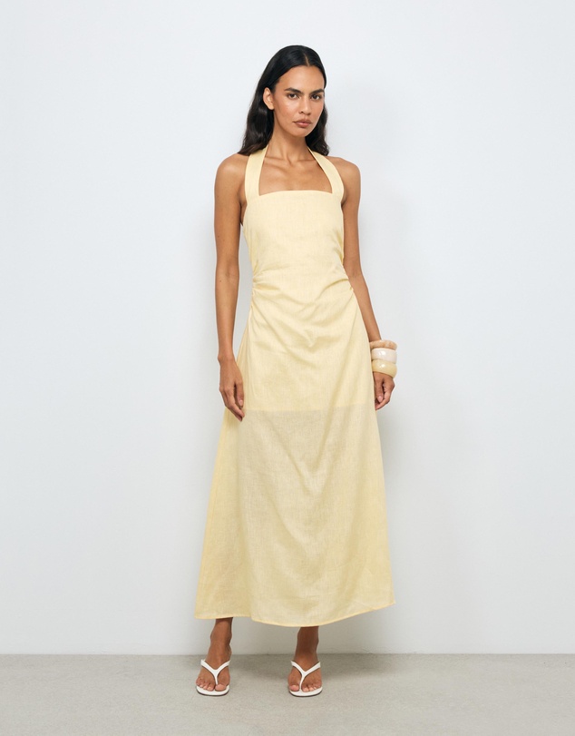 AERE - Tessa Linen Halter Midi Dress