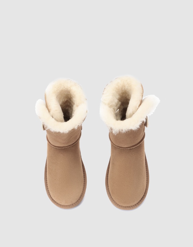 EVERAU - Australian Shepherd Ugg Short Button Sheepskin Upper UGG Boots