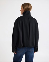 Oxford - Emma Wool Blend Funnel Trim Jacket