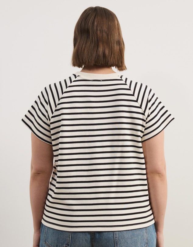 Atmos&Here Curvy - Poppy Cotton Stripe T-Shirt