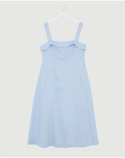 Revibe - Repaired AERE Florie Linen Midi Dress - AU 18