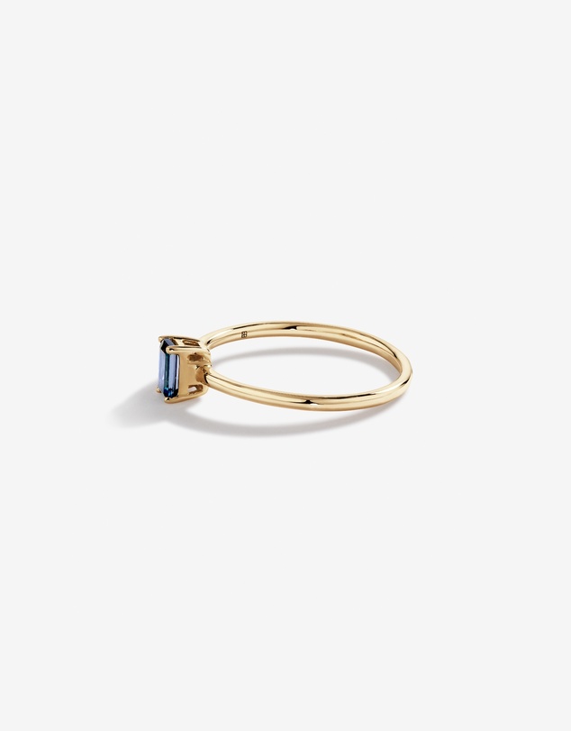 Michael Hill - Pear-Cut White Sapphire and Emerald-Cut London Blue Topaz Toi Et Moi Ring in 10kt Yellow Gold