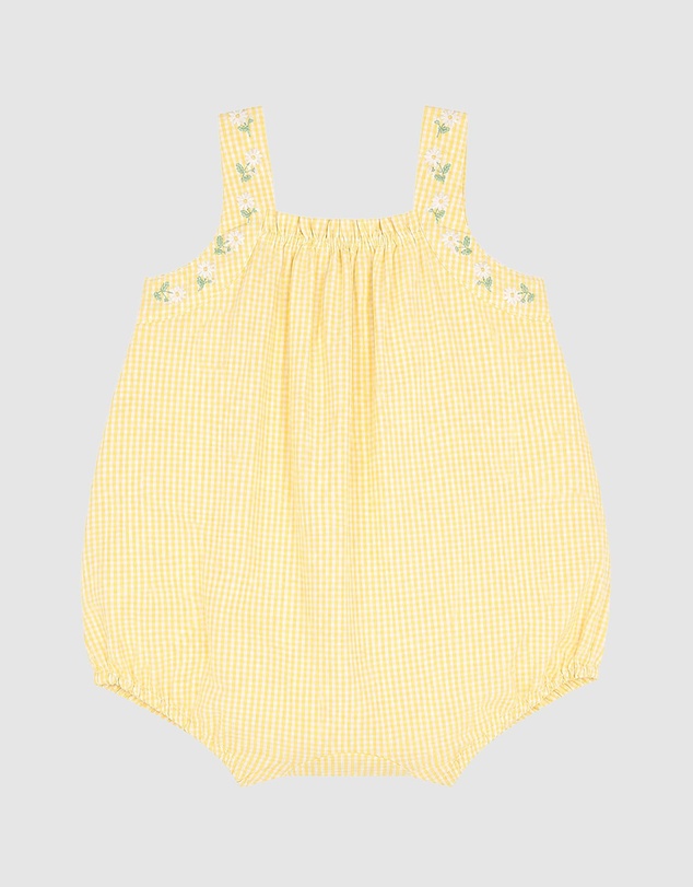 Bebe by Minihaha - Libby Check Romper W Emb Straps - Babies
