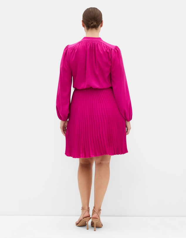 City Chic - Halle Long Sleeve Pleat Mini Dress
