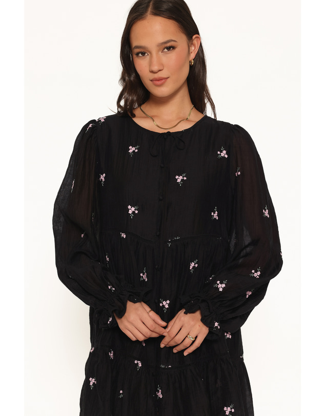 Petal & Pup - Immy Embroidered Mini Dress - Black Floral