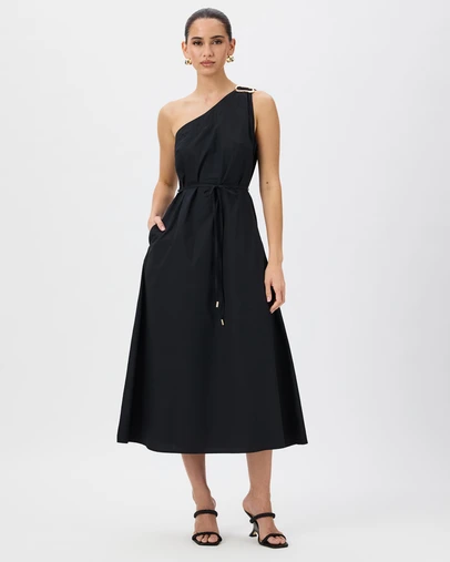 Tussah - Fleur One Shoulder Tie Detail Midi Dress