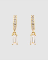 Wanderlust + Co - Baguette Gold Baby Huggie Earrings