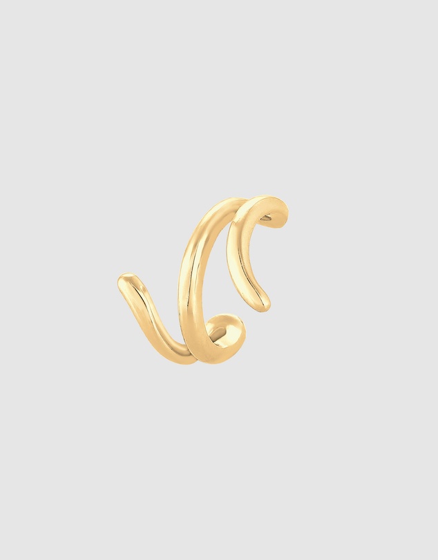 Elli Jewelry - Earrings Earcuff Curved Geo Basic 925 Sterling Silver Gold Plated