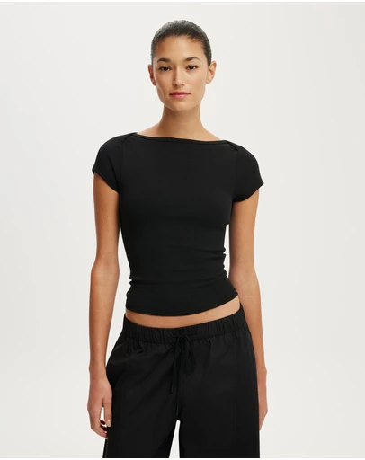 Cotton On - Boatneck Cap Sleeve Tee