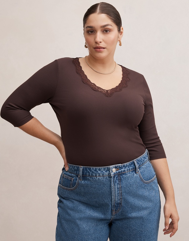 Forever New Curve - Selena Curve Trim Lace Top