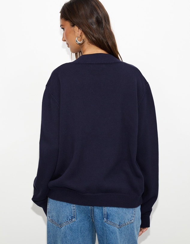 Dazie - Zara V-Neck Cotton Knit Jumper