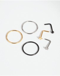 Lovisa - Surgical Steel Ball Star Nose Ring & Stud 6-Pack