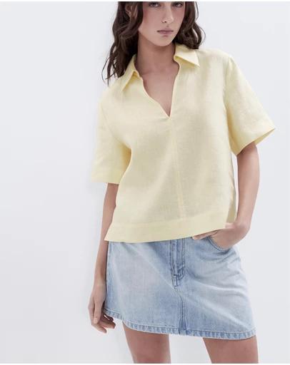 UNISON - Collared Linen Top