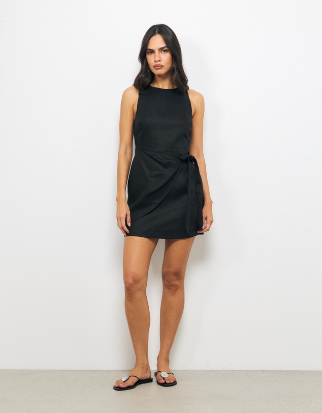 AERE - Jaya Wrap Linen Mini Dress