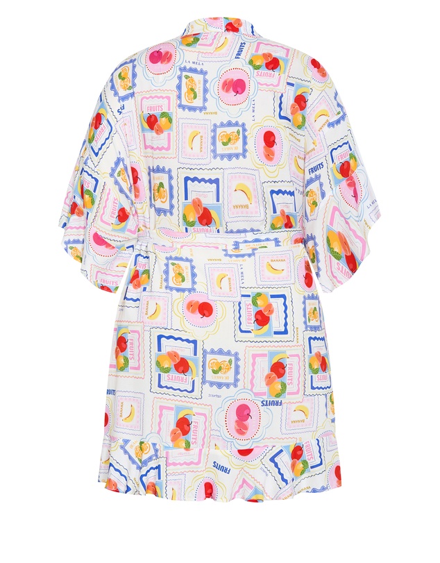 City Chic - Kitty Citrus Print Sleep Kimono