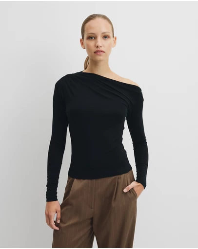 Country Road - One Shoulder Long Sleeve Top