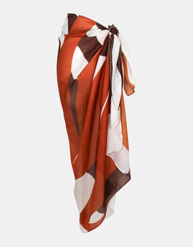 Morgan & Taylor - Fern Beach Sarong in Red, Brown and White